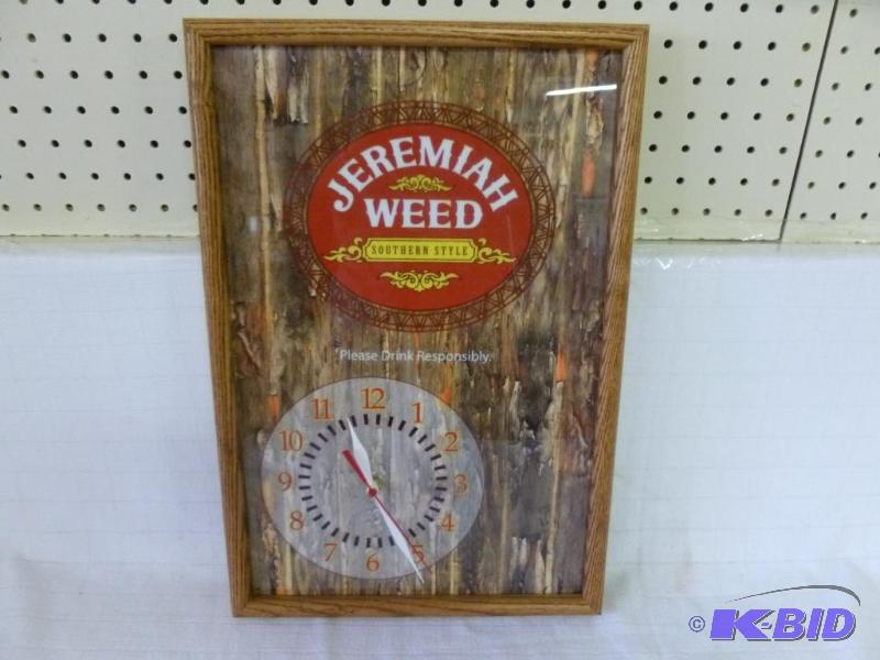 lot 21 image: Jeremiah Weed wood framed wall clock that mea...