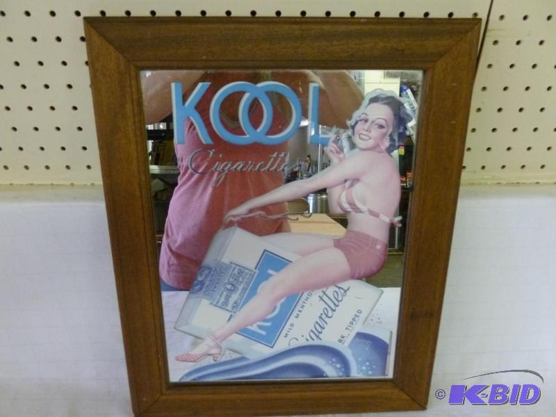 lot 23 image: Vintage Kool Cigarettes wood framed silhouett...