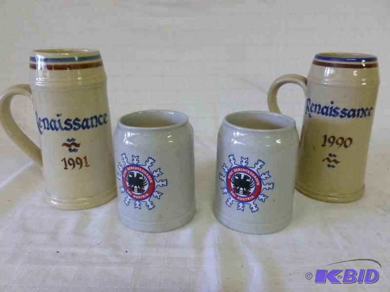 lot 239 image: Lot of four collector beer steins that includ...
