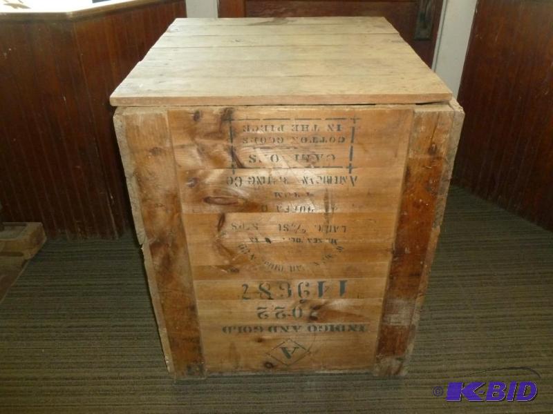 lot 257 image: Large vintage Indigo & Gold wooden cargo ...