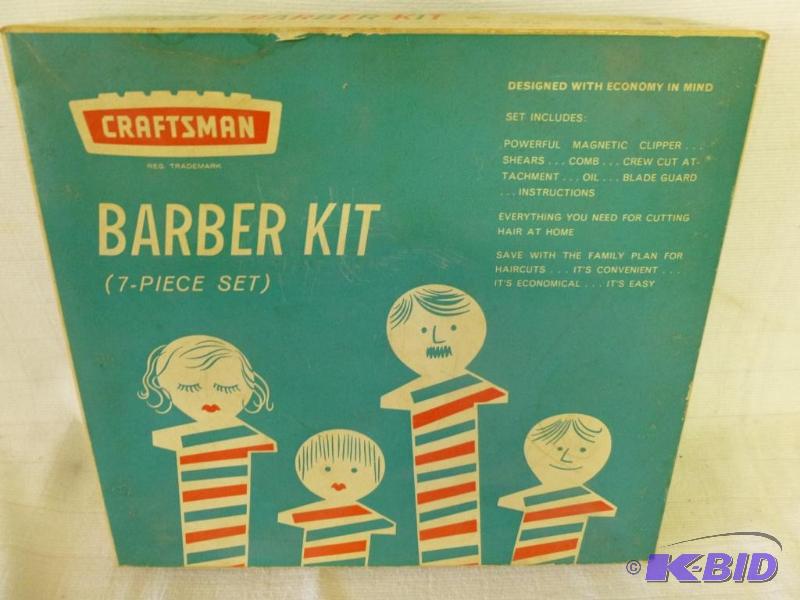 lot 283 image: Vintage Craftsman 7pc. barber kit No. 93572, ...