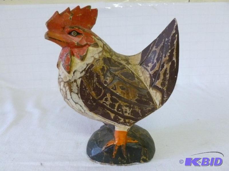 lot 56 image: Beautiful hand carved and painted wooden chic...