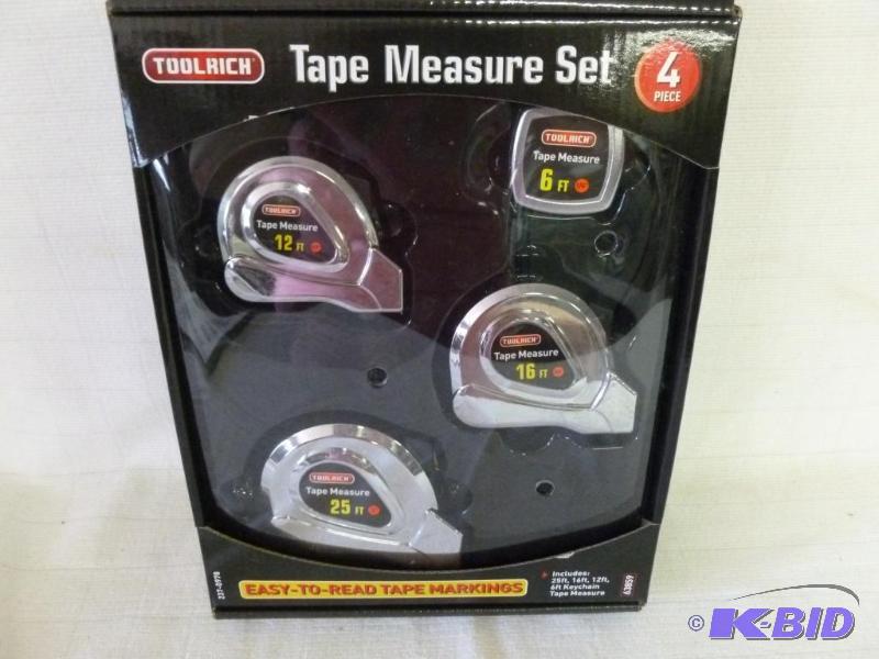 lot 75 image: Tool Rich 4 piece tape measure set, brand new...