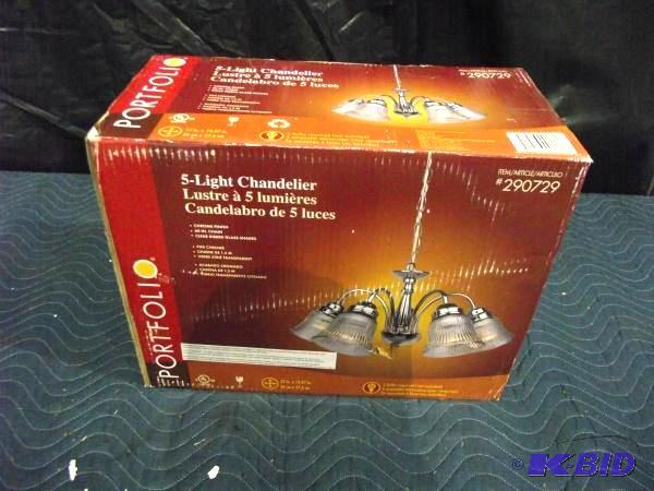 lot 11 image: 5-Light Chandelier   Appears to be NIB ...