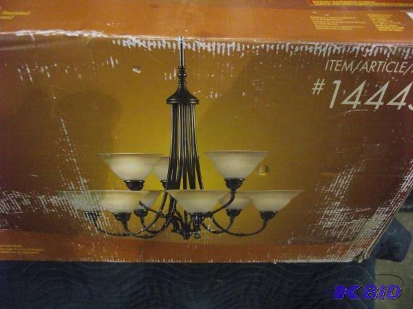 lot 13 image: 9-Light Chandilier   Appears to be NIB ...