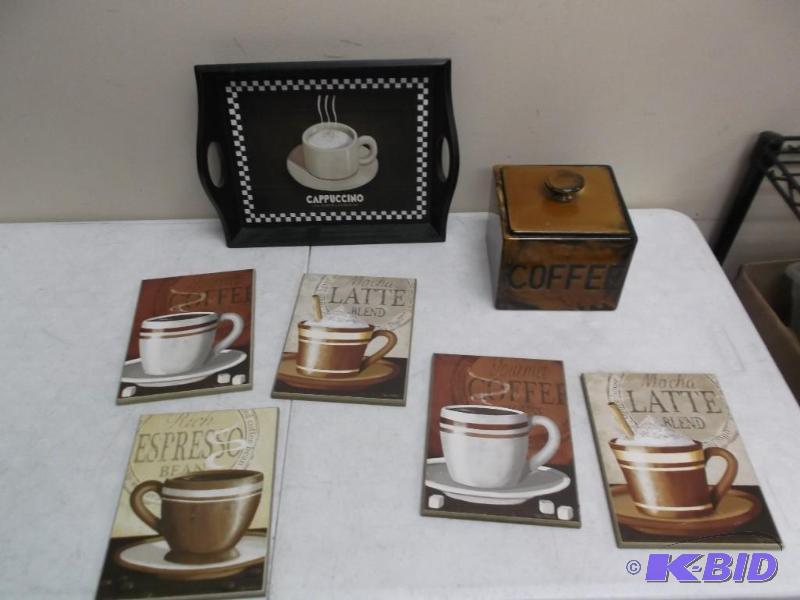 lot 105 image: Lot Of Coffee Kitchen&nbspDecor Items...