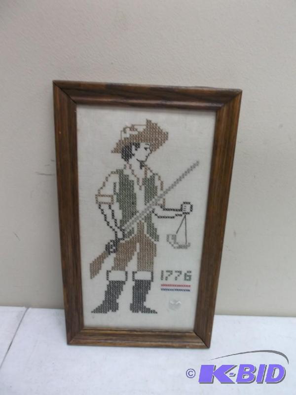 lot 118 image: Framed 1776 Cross Stitch Art...