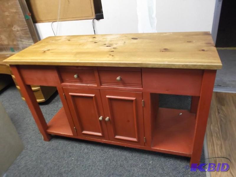 lot 13 image: Solid Wood Kitchen Island, Has Some Marks, Ca...