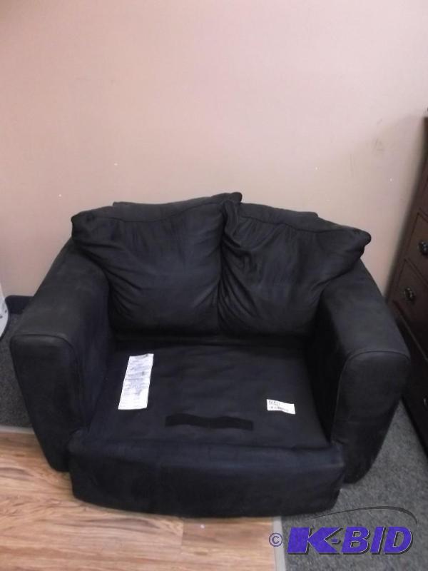 lot 14 image: Black Stuffed Couch Chair, Used, Some Wear, H...