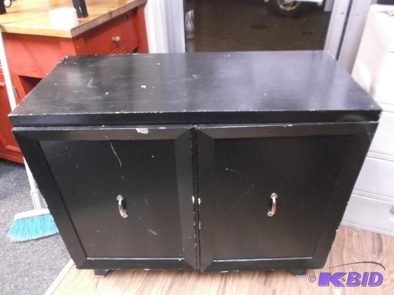 lot 19 image: Wood Cabinet, Shows Wear, Has Been Painted A ...
