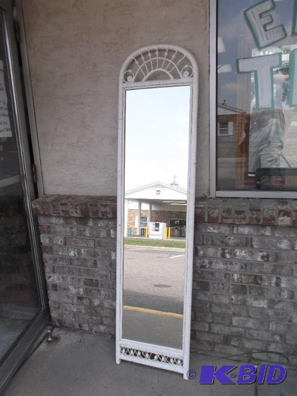 lot 30 image: White Wicker Mirror, Some Marks...