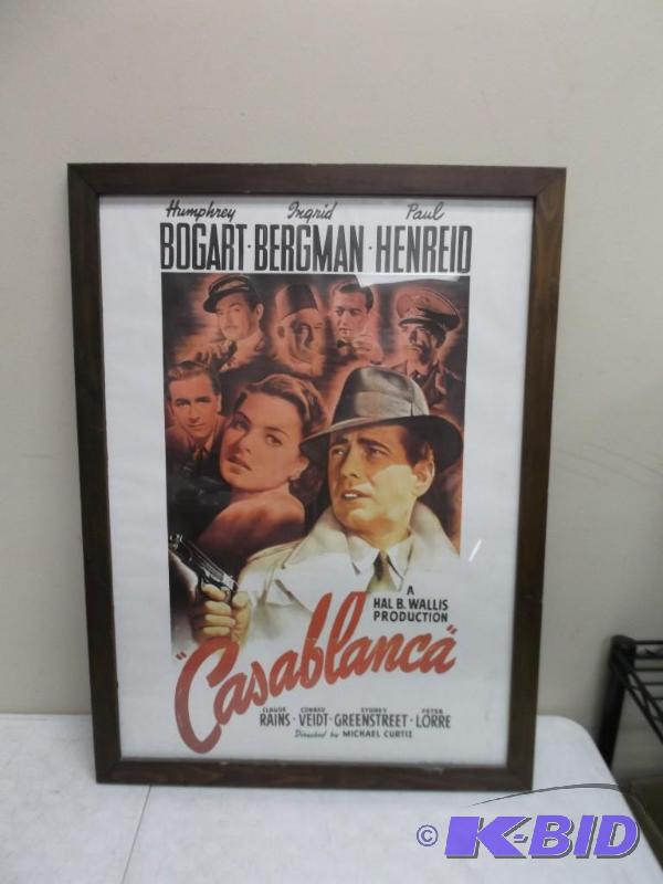 lot 38 image: Framed Casablanca Movie Litho Poster...