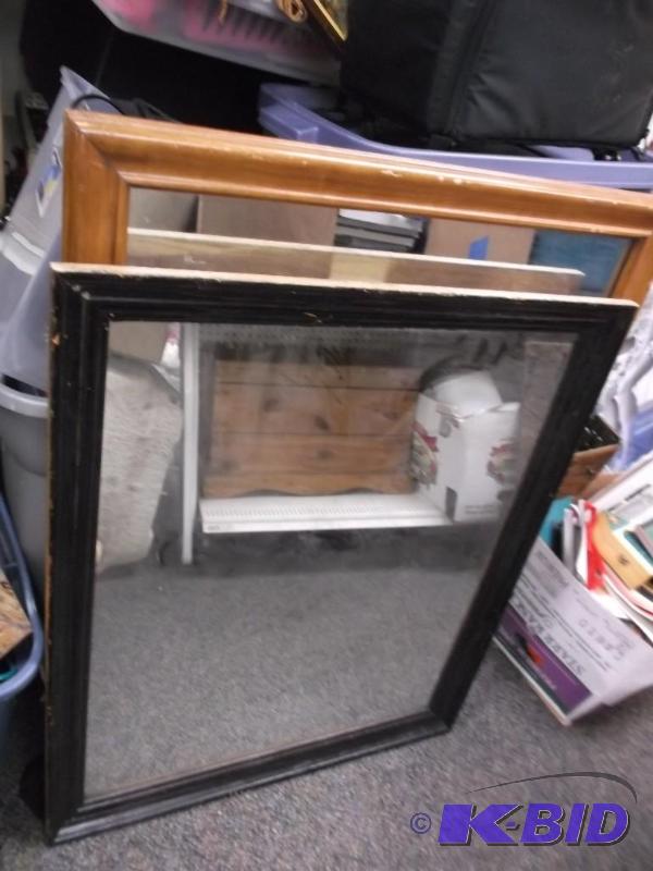 lot 86 image: Three Large Wood Framed Mirrors, Some Wear...