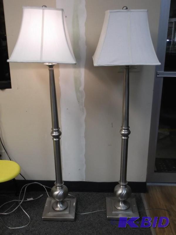lot 9 image: Pair Of Standing Lamps. Some Marks, Both Work...