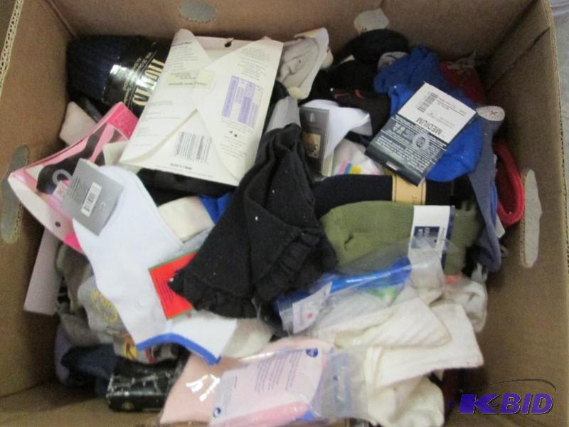 lot 129 image: mixed lot of socks, hair caps, jewlery, and b...