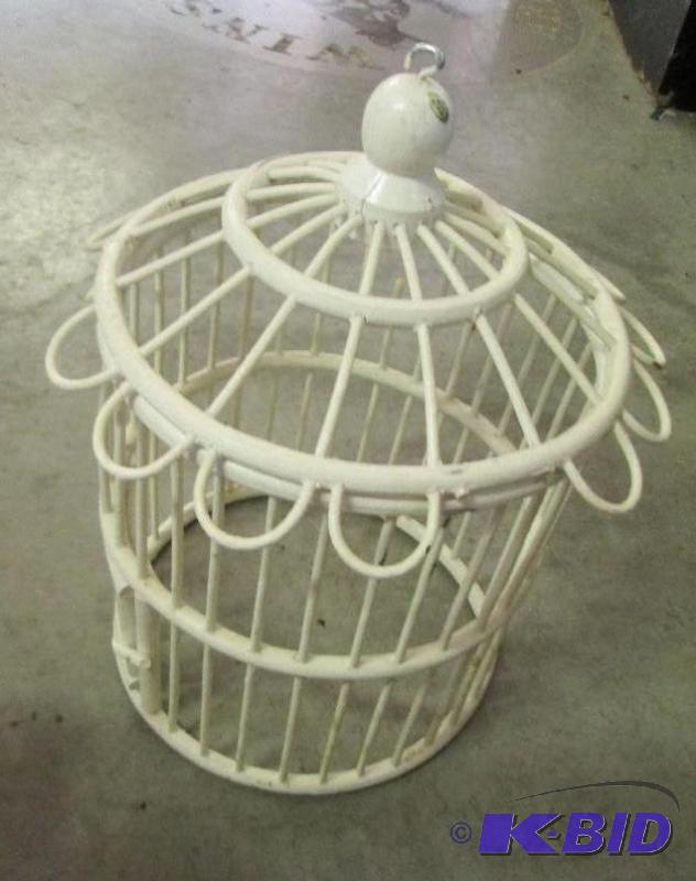 lot 132 image: white wooden decorative bird cage bottom is c...
