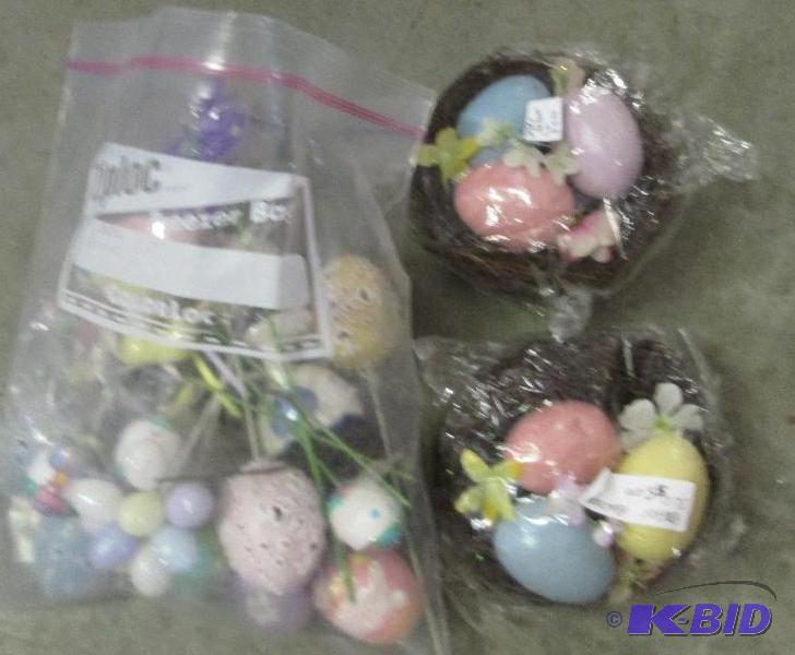 lot 147 image: decorative easter eggs and nest...
