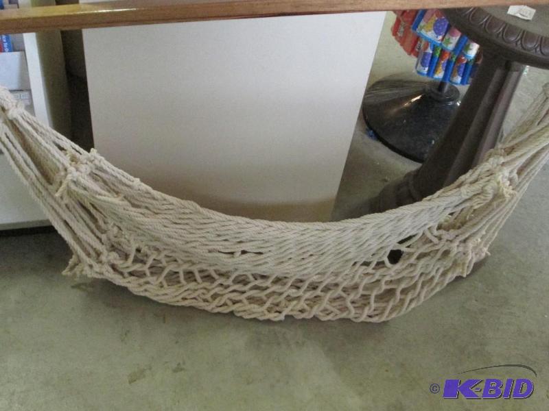lot 155 image: wood frame white hammock...
