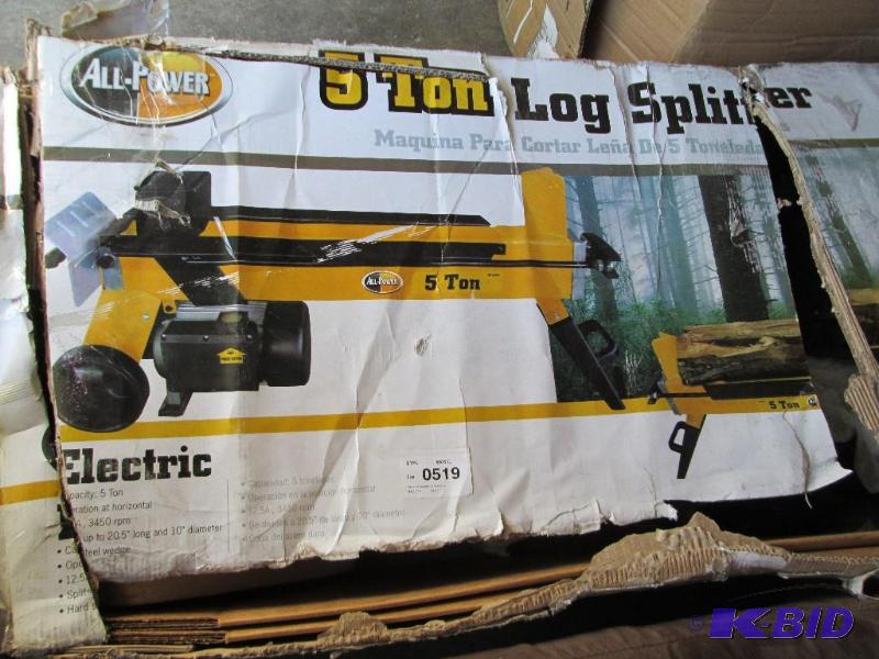 lot 202 image: All Power electric 5 ton log splitter, tested...
