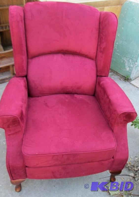 lot 206 image: New red plush fabric recliner...
