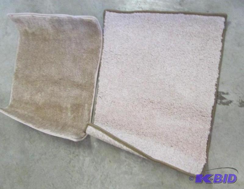 lot 73 image: pair of bathroom rugs one light, one brown bo...