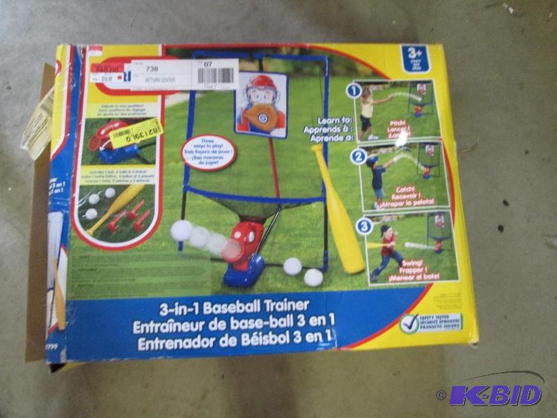 lot 78 image: 3-in-1 baseball trainer Pitch, catch, swing...