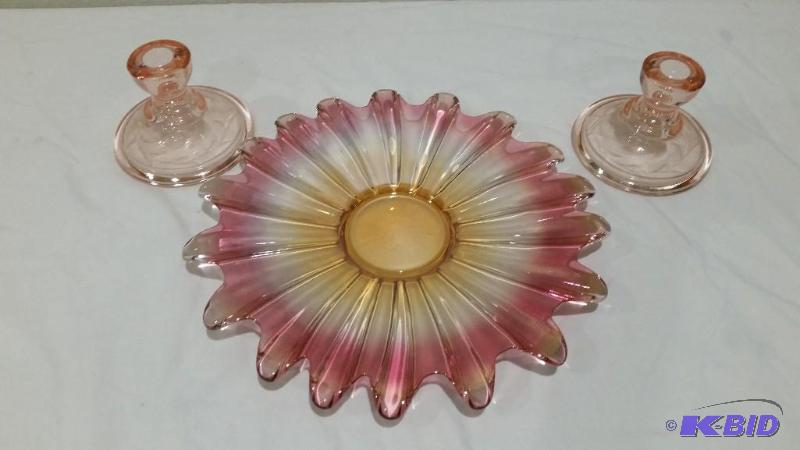Pink Glass Dish Set