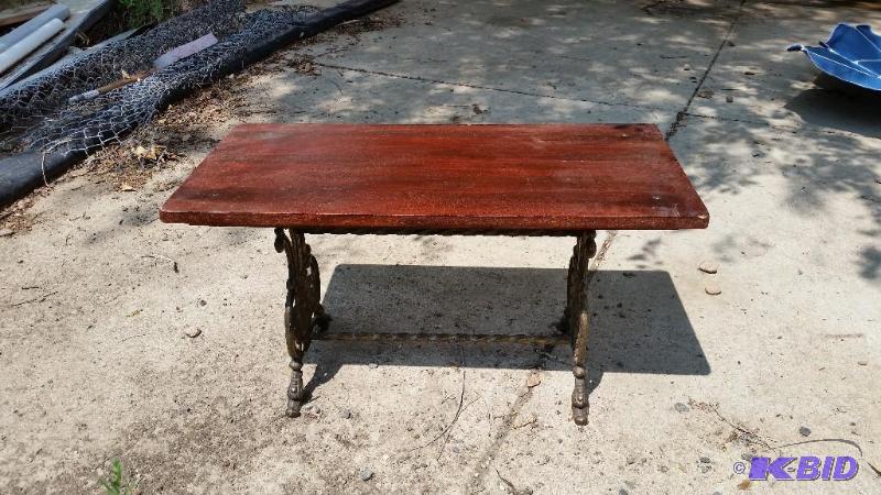 Antique Bench with Cast Iron Base