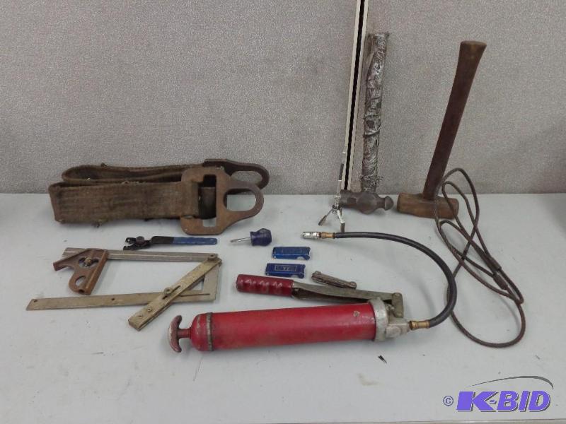 lot 102 image: Hammers, Squares, Grease Gun and More Ballpen...