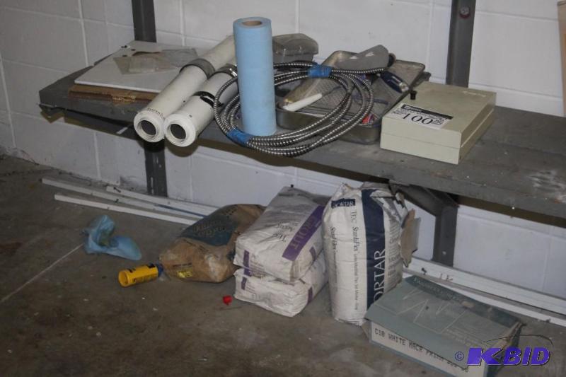 Shelf lot with a variety of items including v...