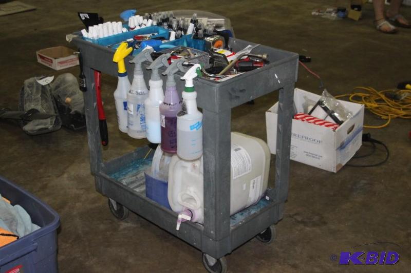 Cart and contents of cart including sprayer b...