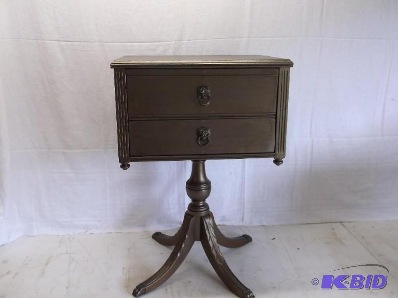 lot 101 image: Beautiful Vintage painted Sewing Box with cla...