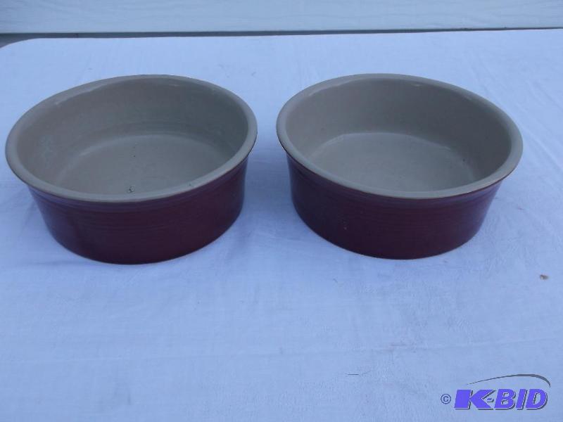 lot 71 image: Lot with 2 Dog food & water ceramic dishe...
