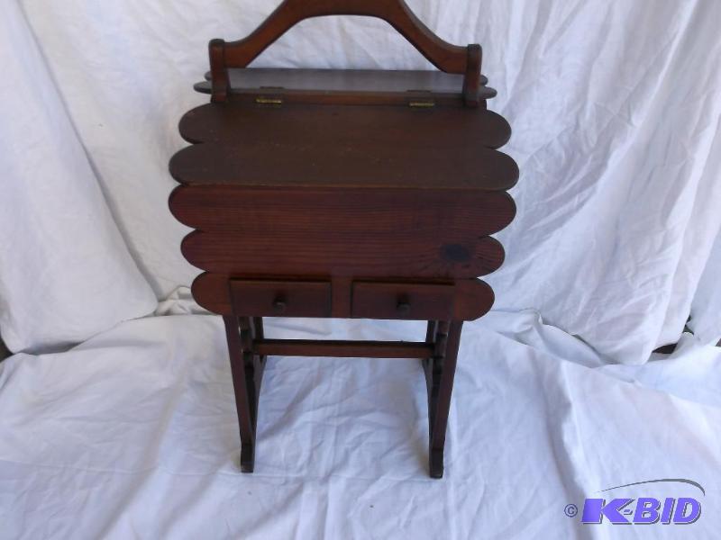 lot 89 image: Vintage Sewing Box measuring 13" W at wi...