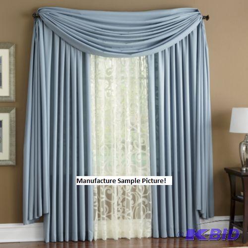 lot 120 image: Pair of Light Blue Curtains - 84 x 40 each - ...