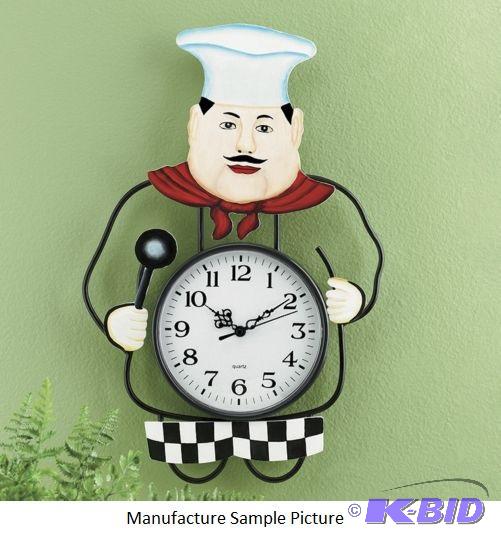 lot 122 image: Chef Wall Clock -&nbspThis chef clock adds j...