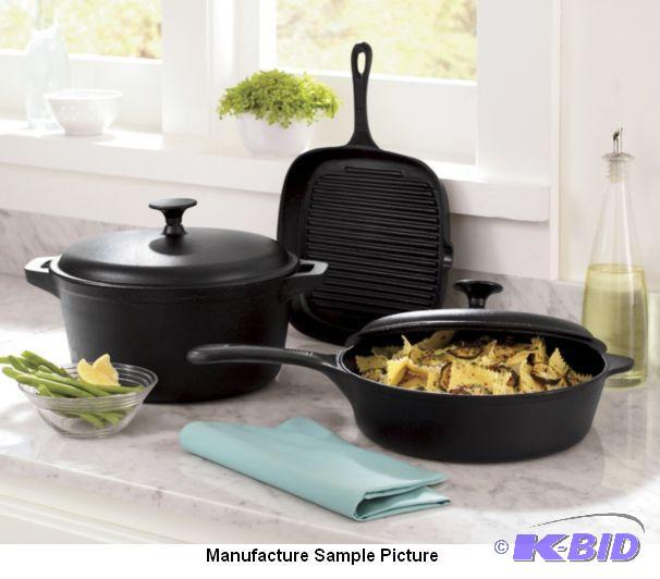 lot 133 image: Five Piece Cast Iron Cookware Set -&nbspCast...