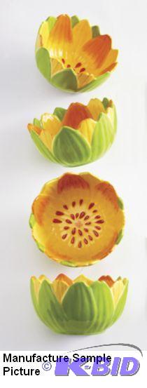 lot 155 image: Set of 4 Lotus Blossom Bowls -&nbspGlazed ce...