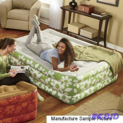 lot 170 image: Green Queen Size Air Bed - Dark green with li...