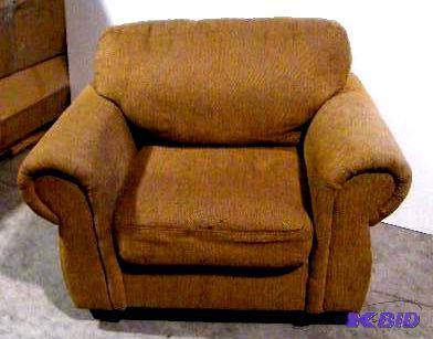 lot 179 image: Brown Weave Plush Cushioned Chair - 47" ...
