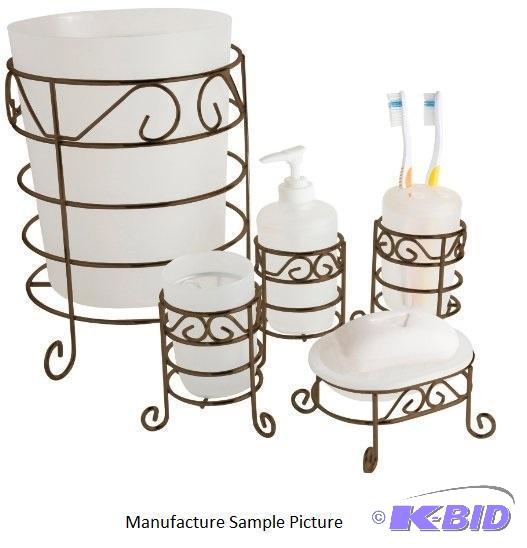 lot 18 image: Home Basics Bronze Five Piece Bath Set - Wate...