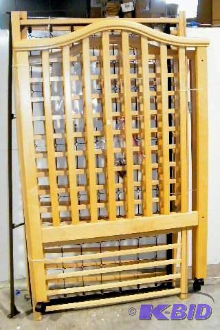 lot 182 image: Childcraft Single Drop Side Crib - Walnut wit...