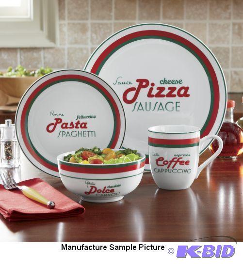 lot 207 image: 13 Piece Italian Dinnerware Set - Has 4 cups,...