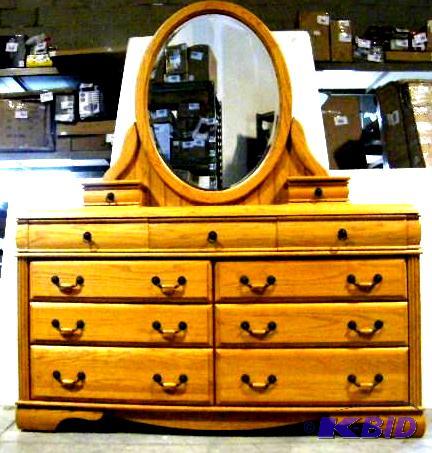 lot 238 image: Solid Oak Dresser with Mirrored Top - by Blac...