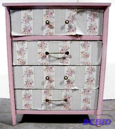 lot 241 image: Four Drawer Dresser - Has floral decoration -...