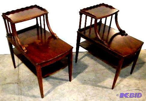 lot 243 image: Pair of Antique End Tables - by Mersman - Wal...