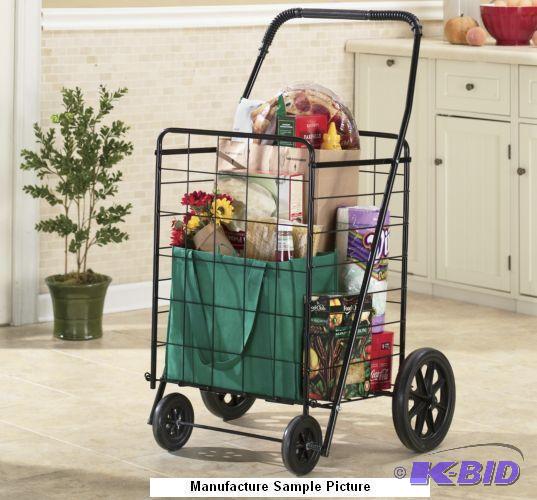 lot 82 image: Green Folding Shopping Cart - Use at grocery ...