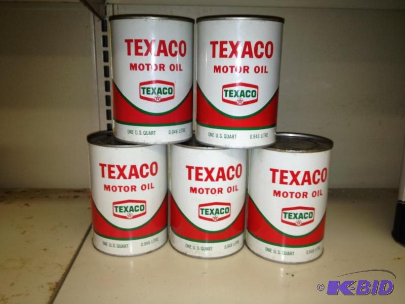 5 Vintage Texaco Motor Oil Cans, Never Opened, 1968