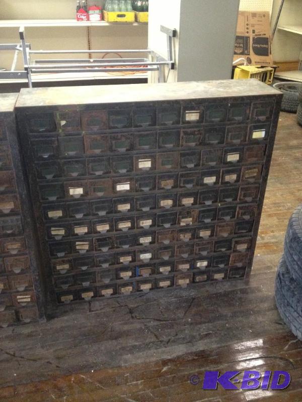 Large Vintage Shop Parts Cabinet