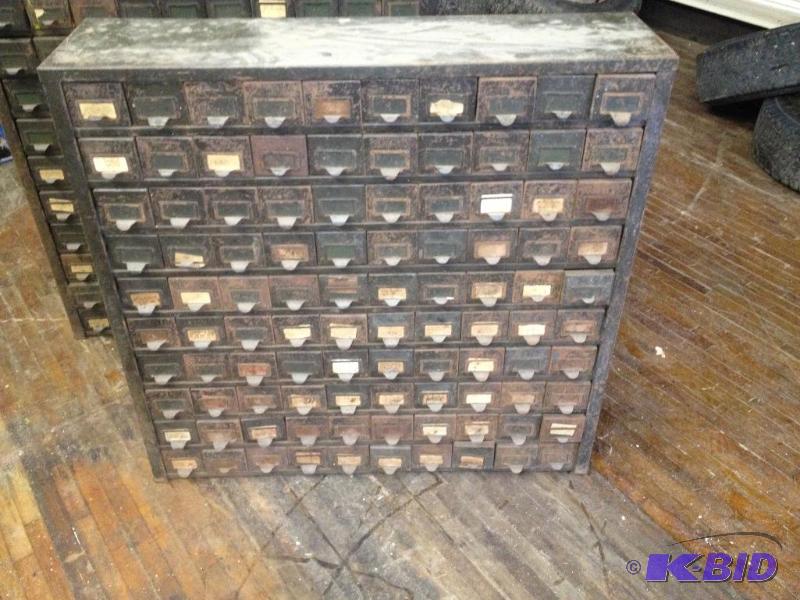 Large Vintage Shop Parts Cabinet
